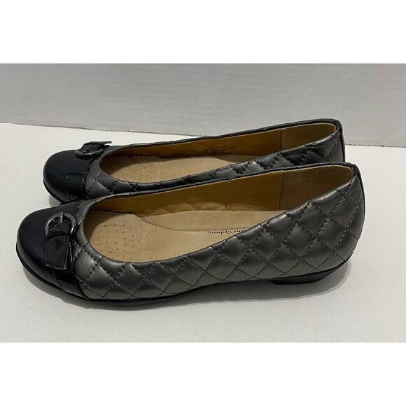 Softspots Quilted Leather Round‎ Toe Slip On Shoes Captoe Buckle Black Gray 6.5 - Picture 1 of 15
